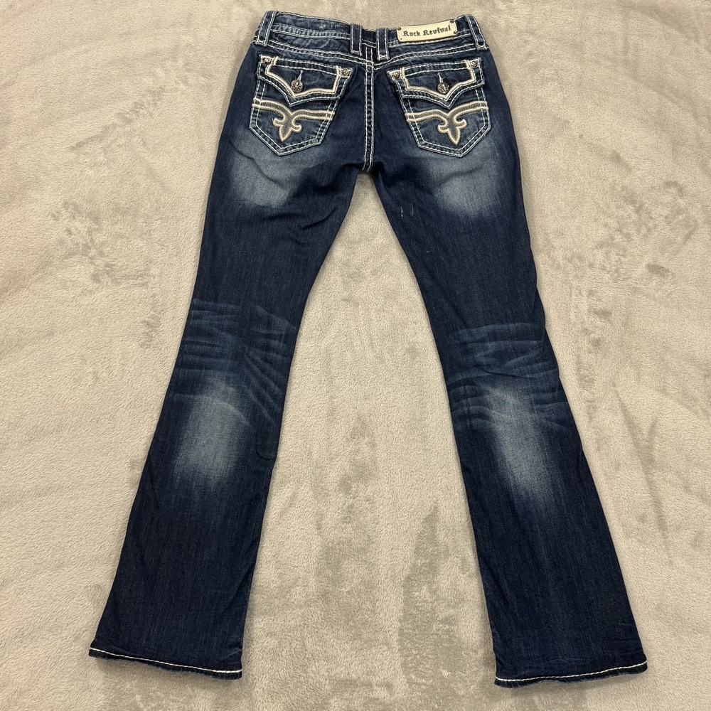 Rock Revival Jeans Womens 28x32 Low Rise Bootcut Blue Dark Wash Denim Posey